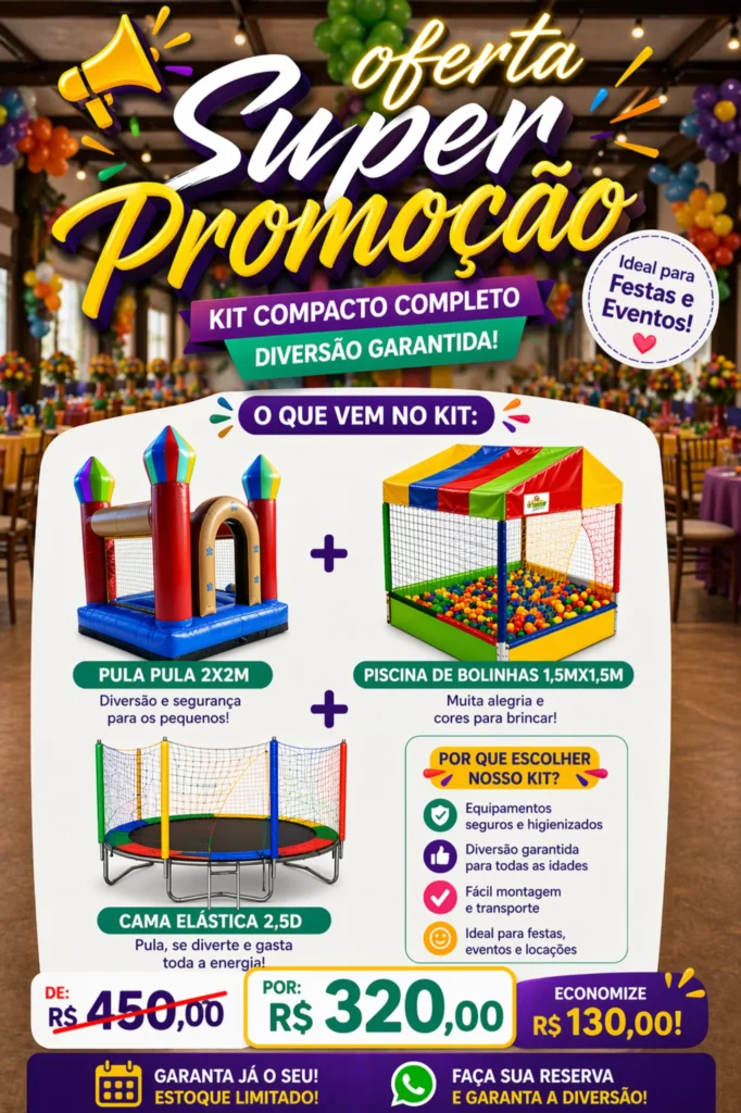 Kit Mais com 3 Brinquedos para Locação em São Paulo – Promoção